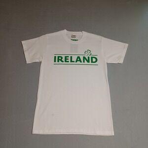 Fruit of the Loom Ireland Shamrock T-Shirt White‎ Green Heavy Cotton Mens Small